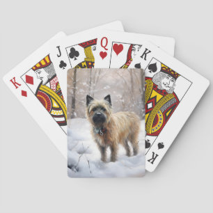 Baraja De Cartas Cairn Terrier deja que nieve Navidades