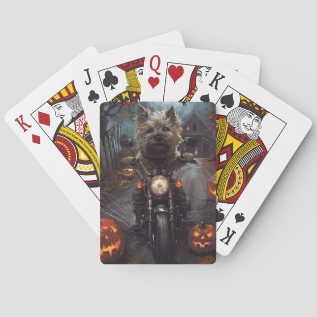 Baraja De Cartas Cairn Terrier Motocicleta Halloween Da miedo (Reverso)