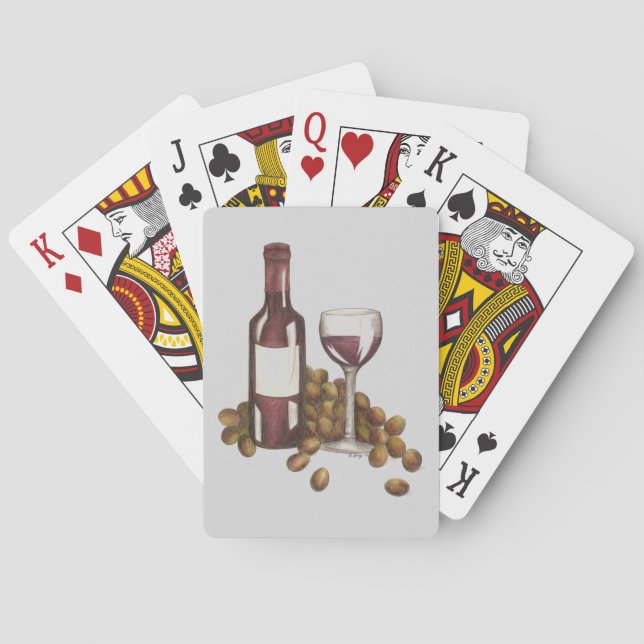 Baraja De Cartas Cajas de Vino Rojo Botellas de Vidrio Jugando Cart (Reverso)