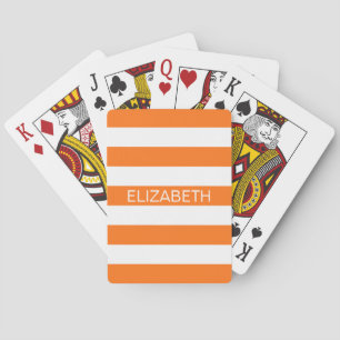 Baraja De Cartas Calabaza Cual Horiz Preppy Stripe Nombre Monograma