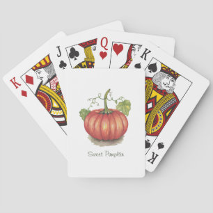 Baraja De Cartas Calabaza Cuidada Con Vinas En Acuarela