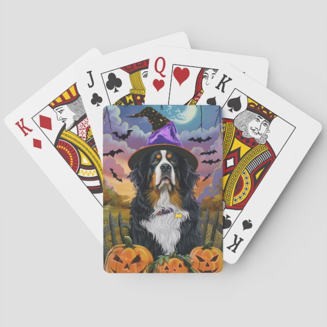 Baraja De Cartas Calabaza de bruja de Halloween en la montaña de Be (Reverso)