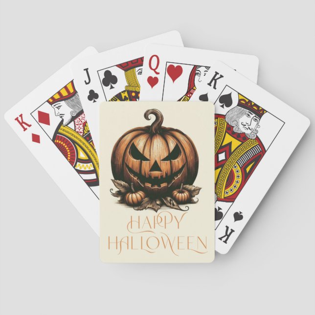 Baraja De Cartas Calabaza de Halloween feliz (Reverso)