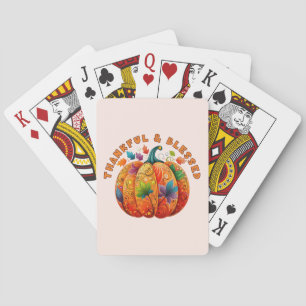 Baraja De Cartas Calabaza de otoño bendita y agradecida