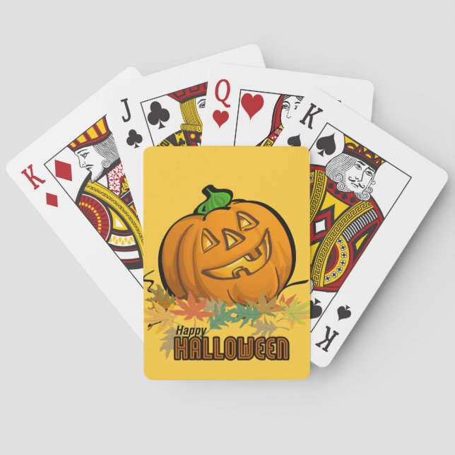 Baraja De Cartas Calabaza feliz de Halloween (Reverso)