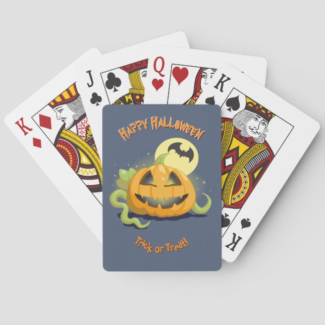 Baraja De Cartas Calabaza Halloween de Jack O' Lantern (Reverso)