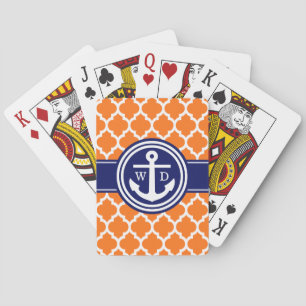 Baraja De Cartas Calabaza Naranja Marruecos #5 Ancla Azul Marino 2