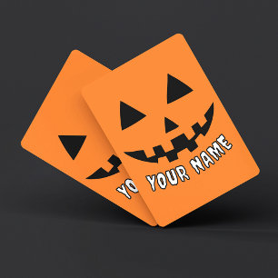 Baraja De Cartas Calabaza Naranja Personalizada de Halloween con Tu