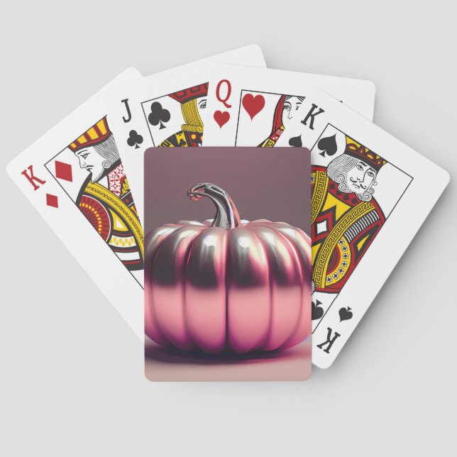 Baraja De Cartas Calabaza rosa brillante (Reverso)