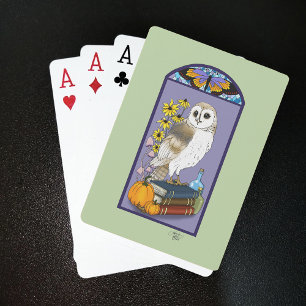 Baraja De Cartas Calabazas de Búho de Granero Art Nouveau Libros An