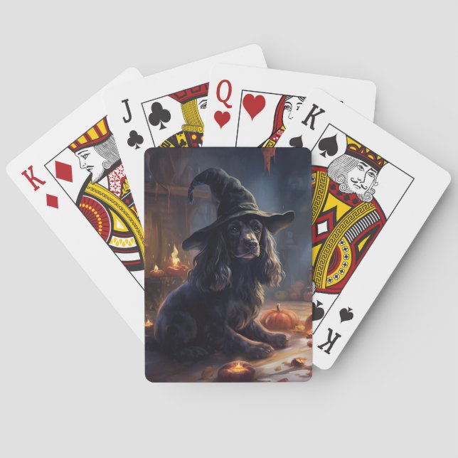 Baraja De Cartas Calabazas de Cocker Spaniel Halloween Scary (Reverso)