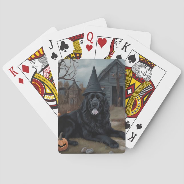 Baraja De Cartas Calabazas de Newfoundland Halloween (Reverso)
