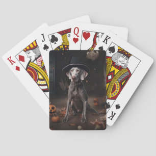 Baraja De Cartas Calabazas Weimaraner Halloween Espeluznante