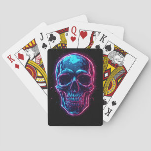 Baraja De Cartas Calavera ciberpunk neón synthwave brillo gótico ju