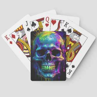 Baraja De Cartas Calavera con pintura de arco iris goteo