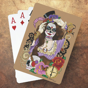 Baraja De Cartas Calavera de azúcar de Steampunk