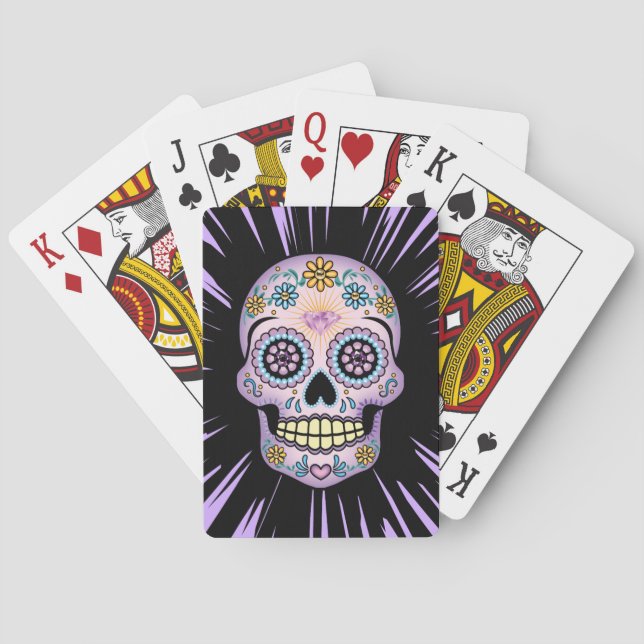 Baraja De Cartas Calavera de Azúcar Morada (Reverso)
