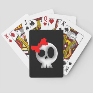 Baraja De Cartas Calavera de bonito con arco rojo