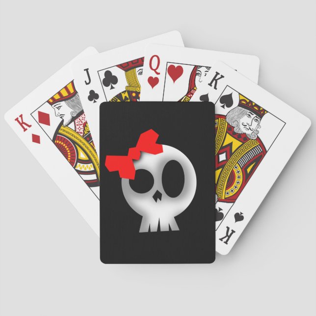 Baraja De Cartas Calavera de bonito con arco rojo (Reverso)