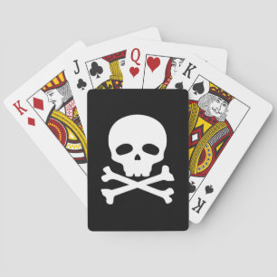 Baraja De Cartas Calavera de Pirata Blanca sobre Fondo Negro