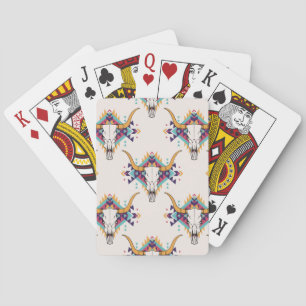 Baraja De Cartas Calavera de toros tribales: Boho Seamless