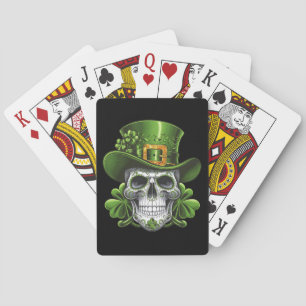 Baraja De Cartas Calavera Día de San Patricio Trébol