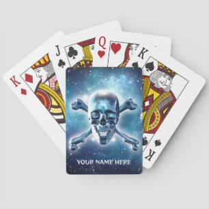 Baraja De Cartas Calavera espacial y huesos cruzados. Personalizado