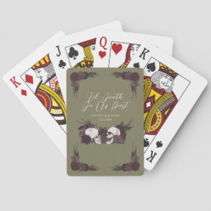 Baraja De Cartas Calavera Floral Gótica Verde Oliva