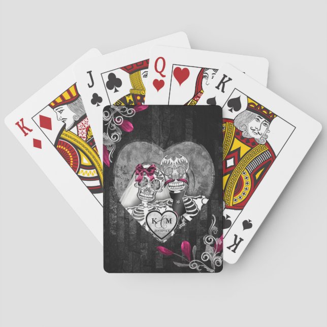 Baraja De Cartas Calavera Halloween gótico Borgoña ID866 (Reverso)