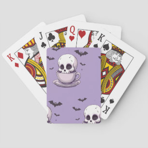 Baraja De Cartas Calavera Pastel Goth en Taza de Té