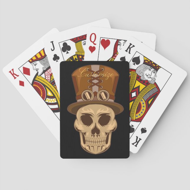 Baraja De Cartas Calavera Steampunk en Top Hat Thunder_Cove (Reverso)