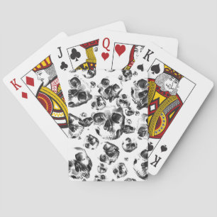 Baraja De Cartas Calaveras en negro y blanco Patrón de arte de crán