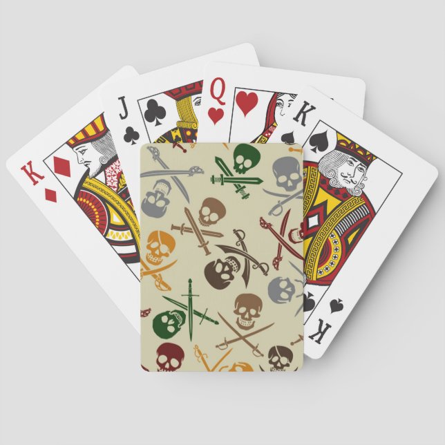 Baraja De Cartas Calaveras piratas con espadas cruzadas (Reverso)