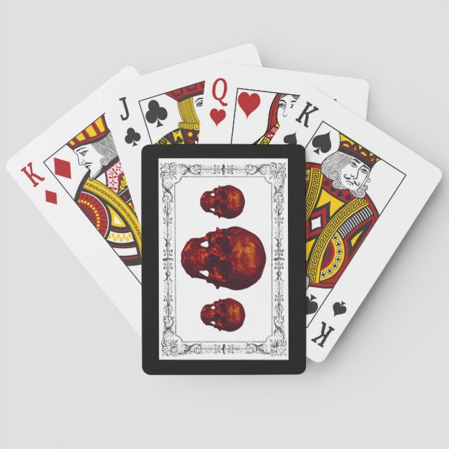 Baraja De Cartas Calaveras rojas góticas (Reverso)