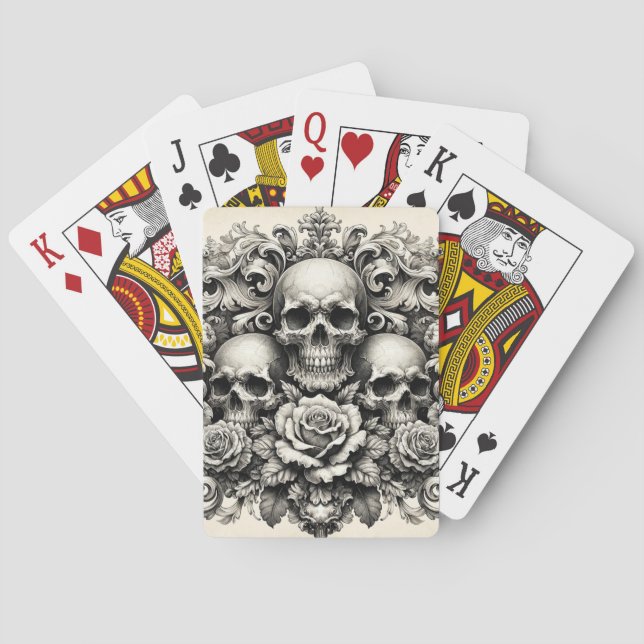 Baraja De Cartas Calaveras y Rosas de época (Reverso)