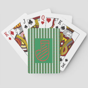 Baraja De Cartas Calcetín de Navidad verde sobre verde