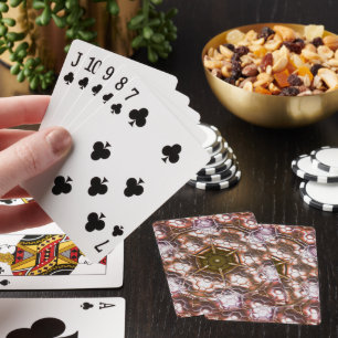 Baraja De Cartas Caleidoscopio marrón de hexágonos superpuestos