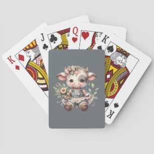 Baraja De Cartas Calf Kawaii de grano con traje floral vintage