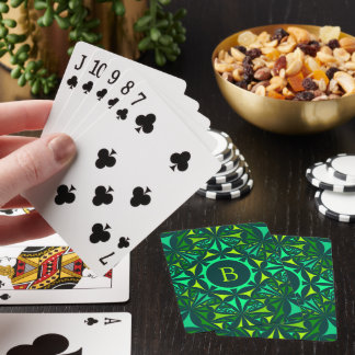 Baraja De Cartas Calidoscopio Monograma Ornado Verde Esmeralda