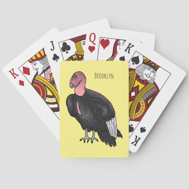 Baraja De Cartas California condor bird cartoon illustration  (Reverso)