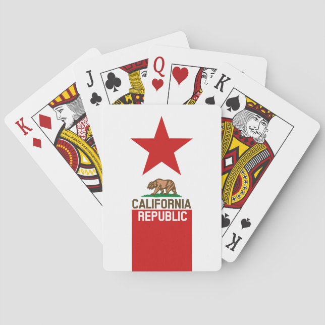 Baraja De Cartas CALIFORNIA Estrella roja de la bandera del Estado  (Reverso)