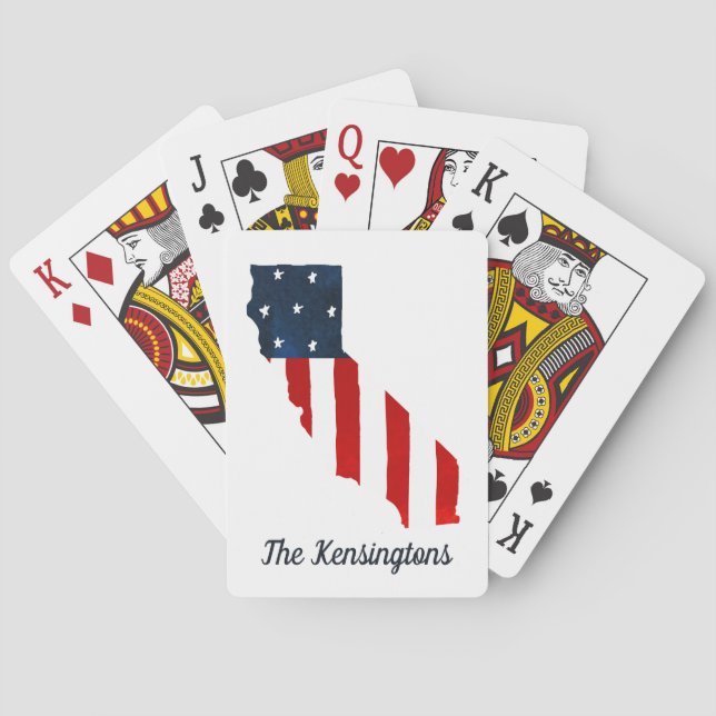 Baraja De Cartas California Orgullosa bandera de Estados Unidos en  (Reverso)