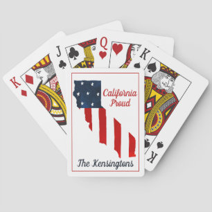 Baraja De Cartas California Orgullosa bandera estadounidense acuare