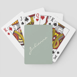 Baraja De Cartas Caligrafía moderna minimalista nombre verde salvia