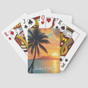 Baraja De Cartas Caligrafía simple profesional del atardecer de Haw