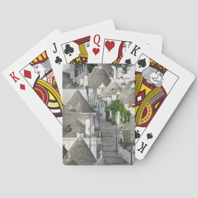 Baraja De Cartas Calle con las casas del trulli en Alberobello, (Reverso)