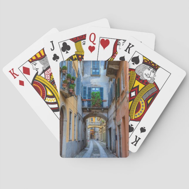 Baraja De Cartas Calle estrecha de la ciudad, Italia (Reverso)