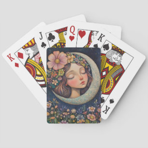 Baraja De Cartas Calor floral y luna creciente