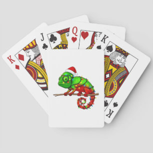 Baraja De Cartas Camaleón velado de Navidad sombrero de Santa Camal