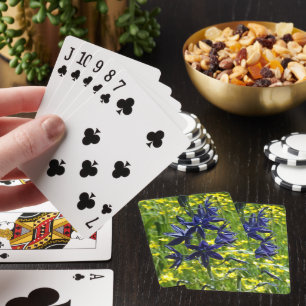 Baraja De Cartas Camas azules y flores silvestres amarillas florale
